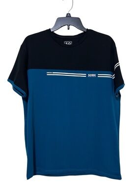 SOBK New York Colorblock Tee Shirt Supreme Cotton Blend Black Teal Blue Men's XL